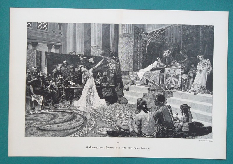 SALOME Daughter of Herodias Dances Before King Herod – 1889 Print 21 x 14.5″