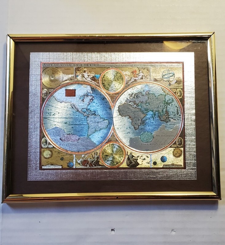 A New And Accvrat Map Of The World Print 8″ Gold & Silver Foil Small 8×10