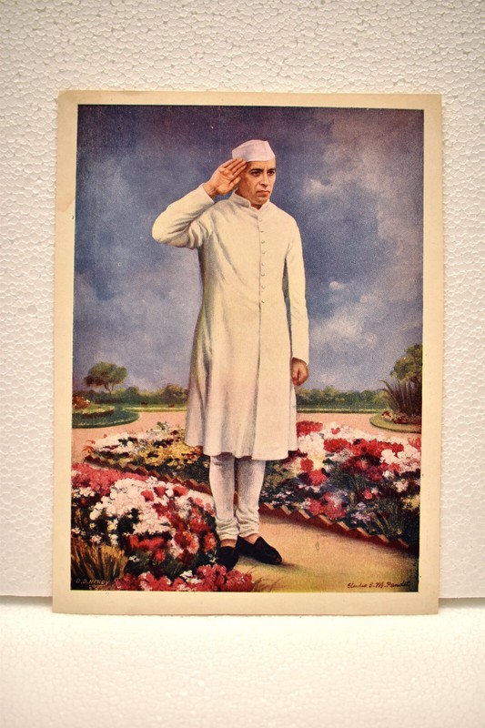 Vintage Lithograph Print Jawaharlal Nehru Salute The Nation India’S First Prime