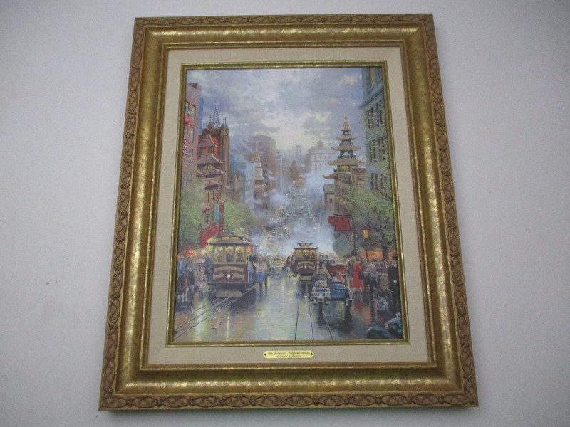 Thomas Kinkade San Francisco California Street Framed Canvas Print w/ COA 1997