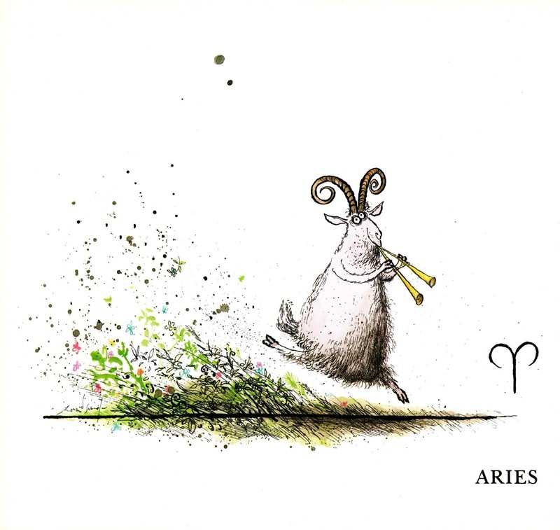 Vintage Aries Zodiac Print The Ram Searle 1970s Astrology Art Print 6672n