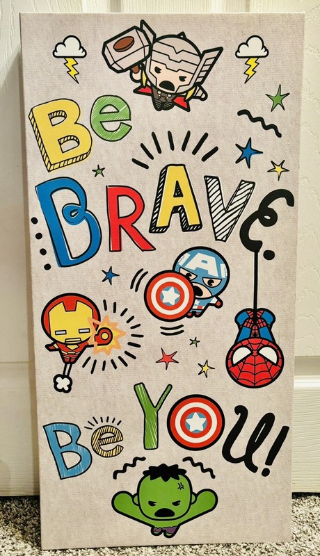Marvel Superheroes Be Brave Be You Canvas Framed Wall Art Kids Toddler