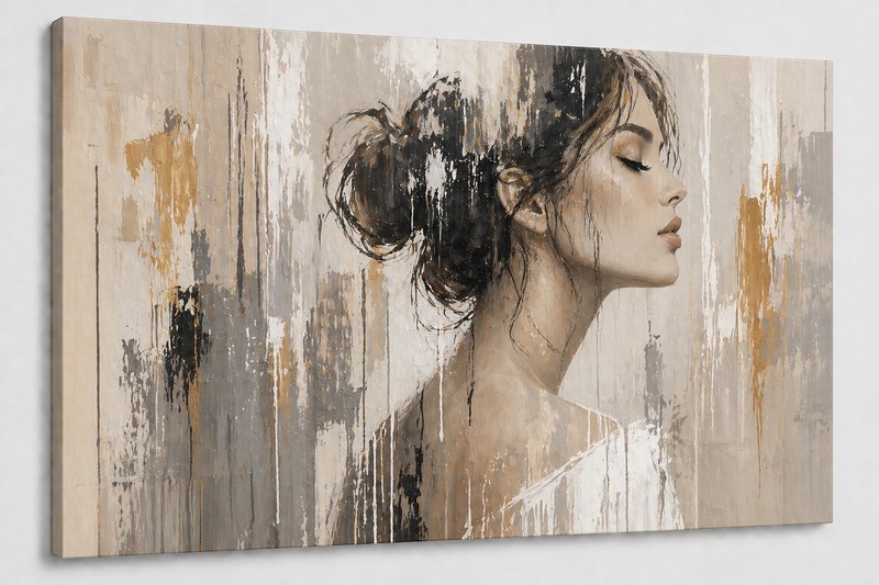 ICE ARMOR Large Canvas 24×36″ Neutral Drip Woman Art