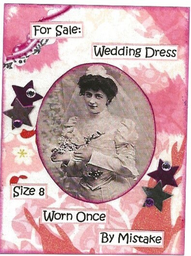 ACEO ATC Art Card Collage Print Ladies Women Wedding Dress Worn Once Mistake