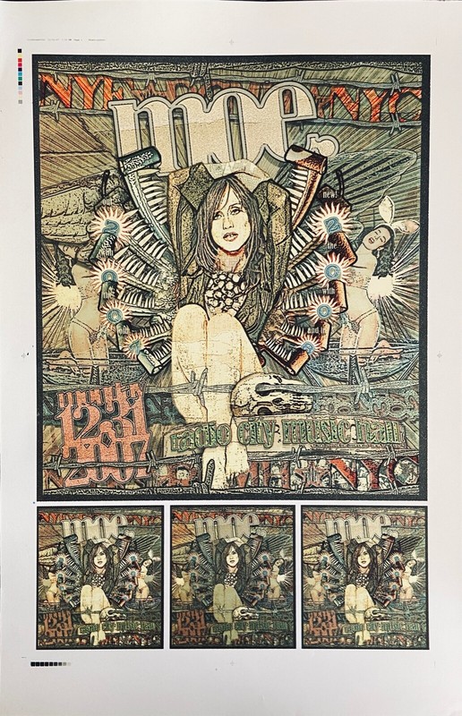 Moe Test Print with handbills, NY City, 2007 by Ron Donovan 23 x 35.