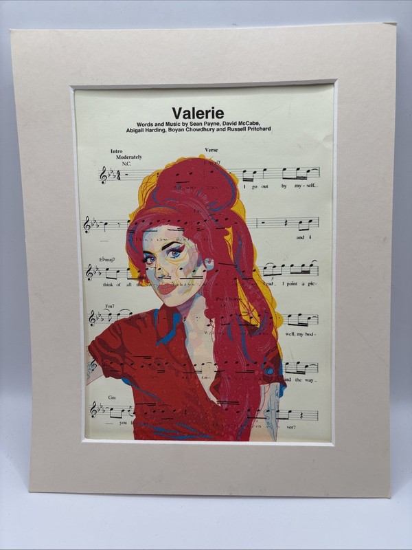 Amy Winehouse “Valerie” Sheet Music Matted Print