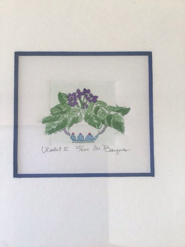 Lot 3 Miniature 2x2.5” Floral Watercolor Numbered Signed MAIJA BAYNES gallery
