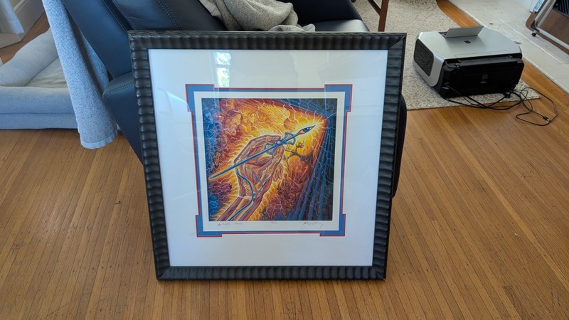 Framed Alex Gray «Artists Hand» Signed & numbered print. 58/100