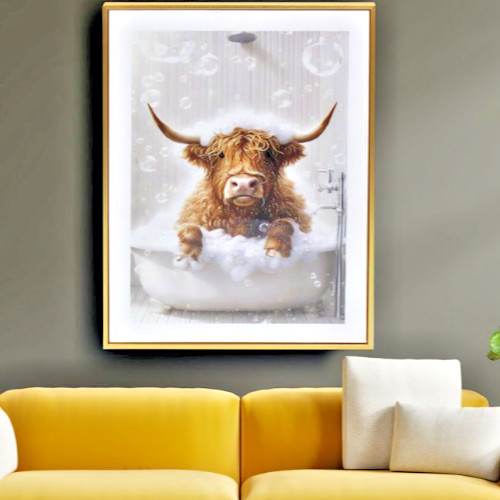 HIGHLAND COW GLITTER WALL ART 50x3x70cm LP75626