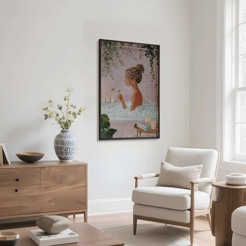 Woman Relaxing in Bubble Bath Wall Art Canvas Oil Paintings Reproduction gallery