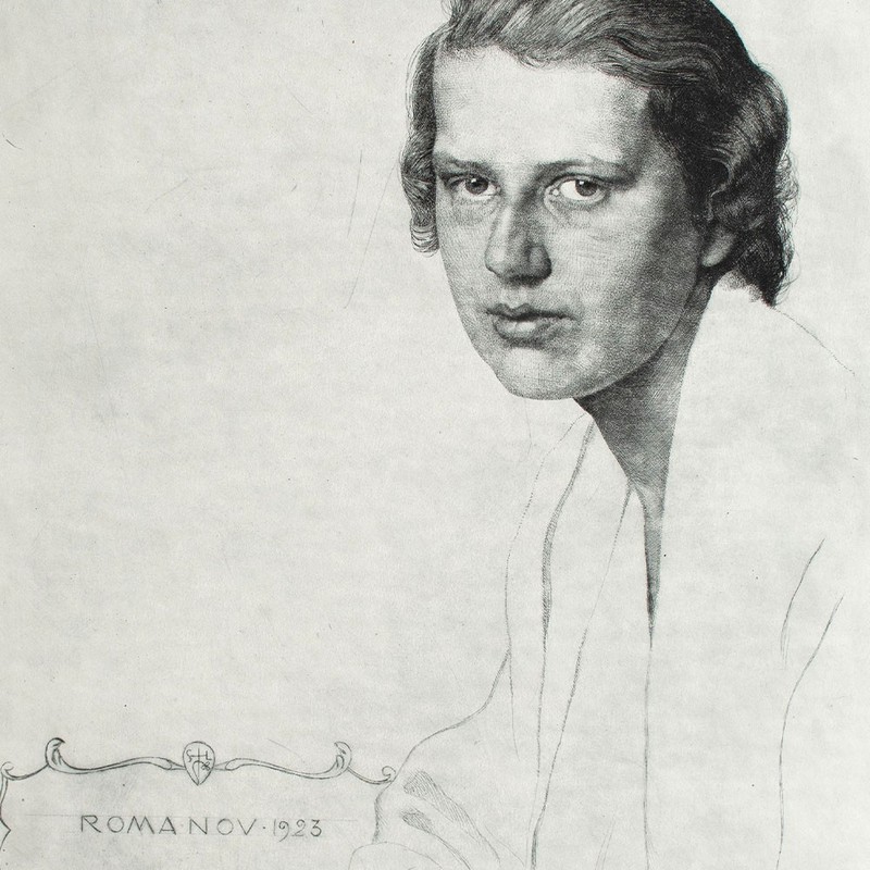 Sigmund Lipinsky Portrait of Woman Portrait Etching Posthumous Print 1923 Monogram gallery