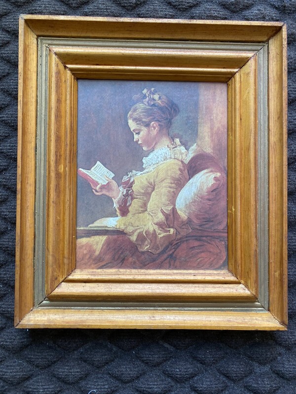 French «Girl Reading Book»Framed Art Print Repro 1732-1806 in the Rococo Period
