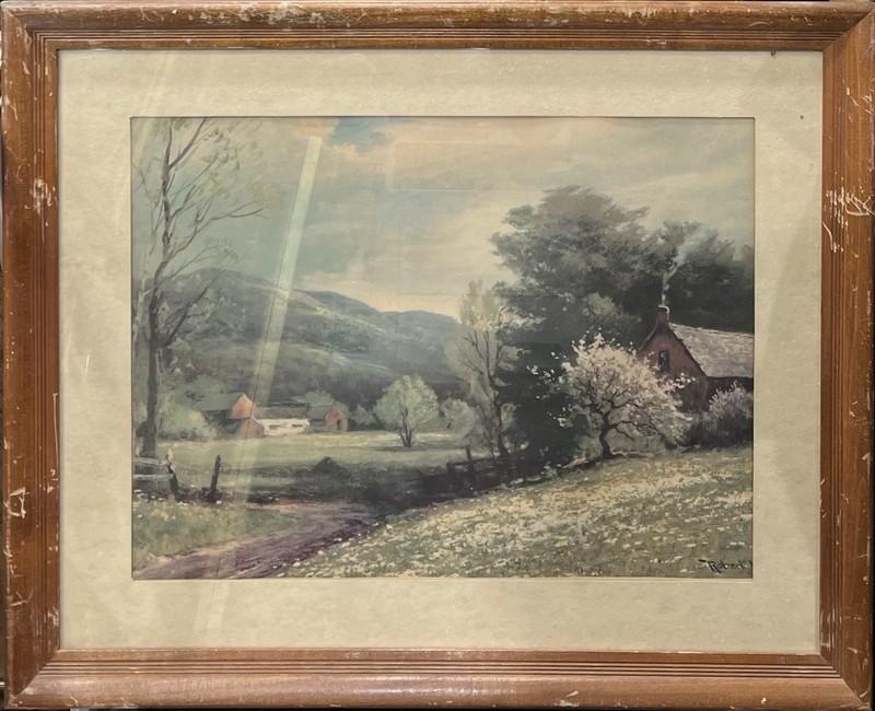 Vintage Robert Wood Early Spring Framed Lithograph Print Signe