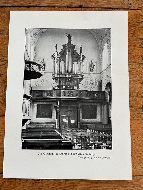 1932 print – the organ in the church of saint – antoine – liege