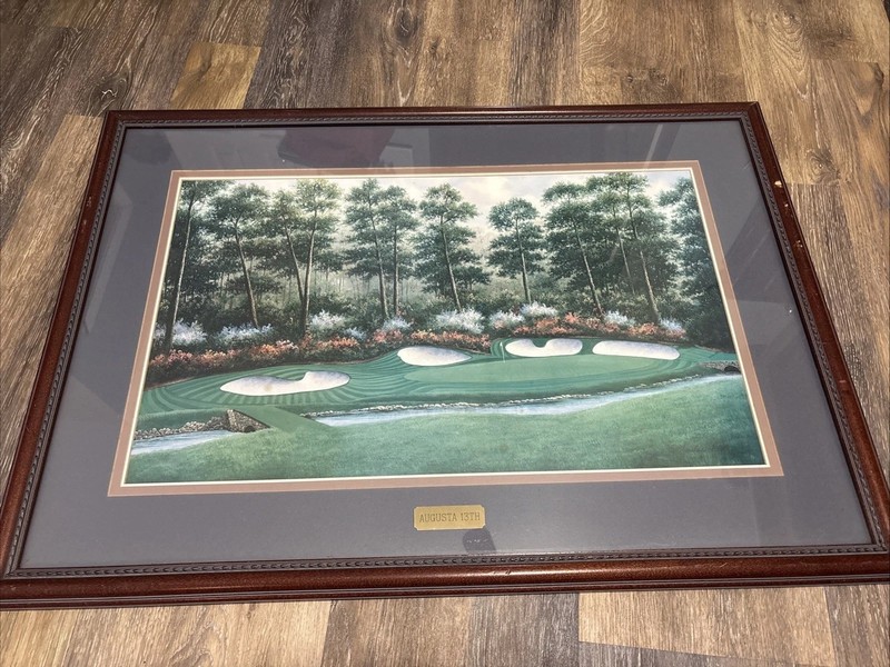 Charles Beck AZALEA 13TH HOLE AUGUSTA NATIONAL The Masters MATTED FRAMED 38×27”