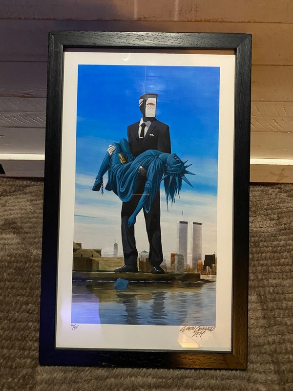 Earth Crusher Signed Print Lady Liberty 1XRUN Artist Dre W COA Dystopian Tech