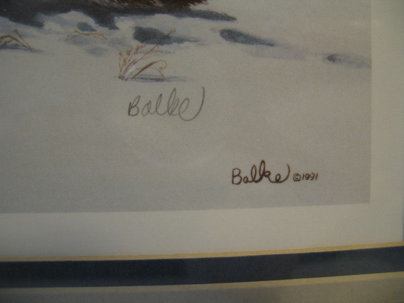 Dan Balke Signed Framed Mountain Lion Print 1991 Matted Art Wildlife Artist gallery