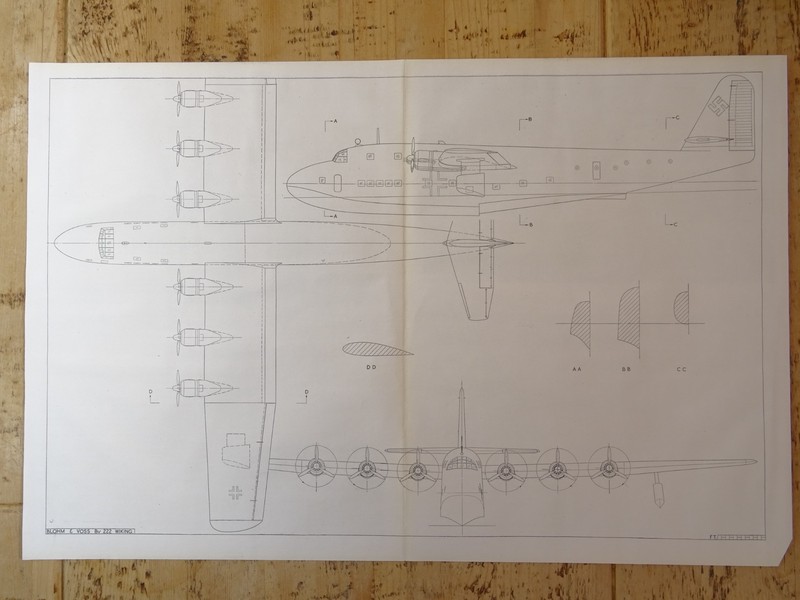 WW2 GERMAN Aircraft BLOHM & VOSS Bv 222 WIKING Scale Design Plan c1944