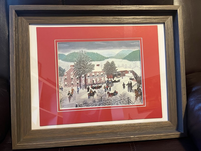 Grandma Moses Art Print The Checkered House 🏠In Solid Frame With Glass 19 X 15 gallery