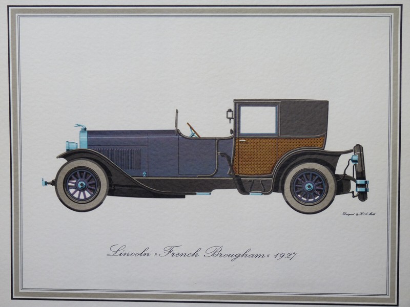 Lincoln French Brougham 1927 Hans A Muth rare vintage lithographie schuler 1969