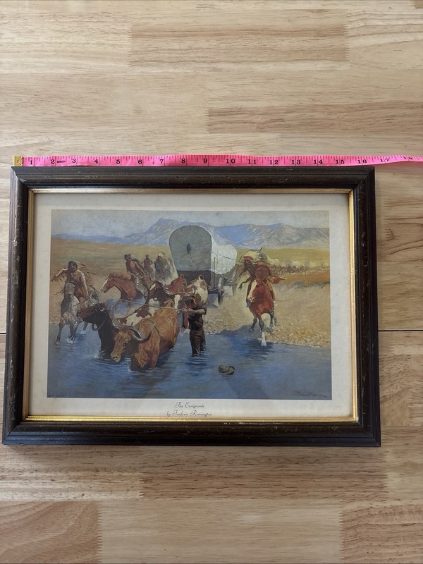 Vintage Print/Framed Art “The Emigrants” By Fredrick Remington Western Style