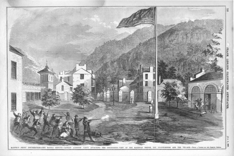 Harpers Ferry Insurrection -Captain Albertis Party Attacking the Insurgents-1859