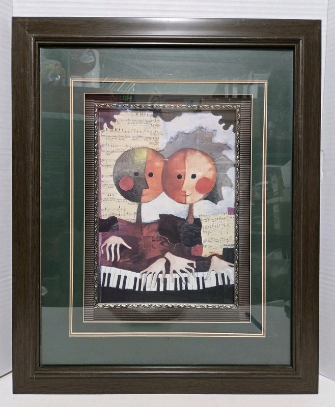 Rosina Wachtmeister Quatre Mains Framed Matted Foil Art Print Piano Music Lovers