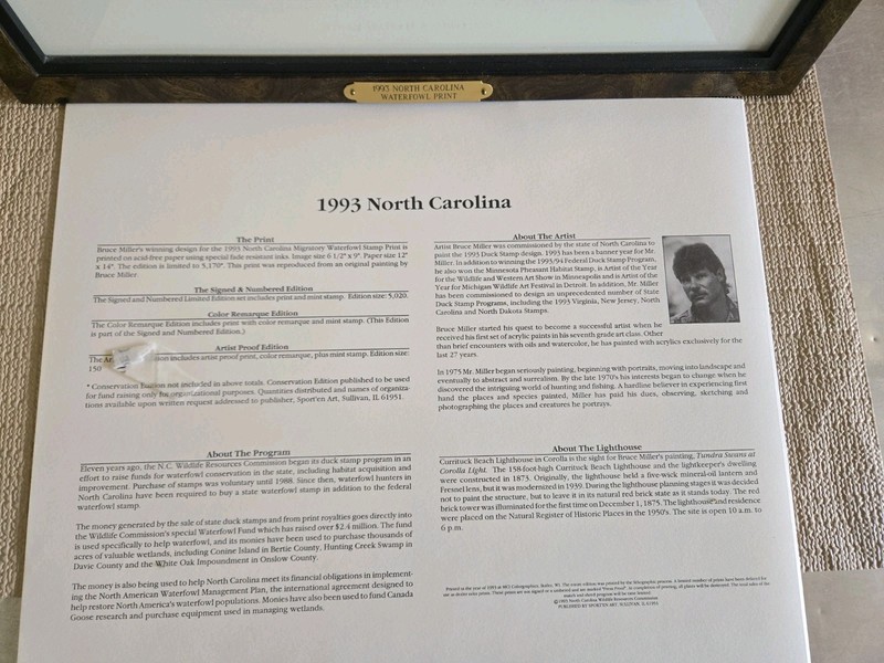 1993 NC Migratory Swans Waterfowl Print Stamps Signed Number Bruce Miller gallery