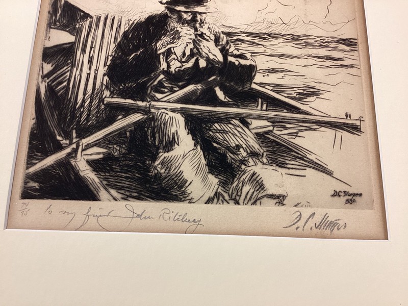 Dwight Case Sturges Etching "The Lobster Fisherman" 1930 Mass. Artist gallery