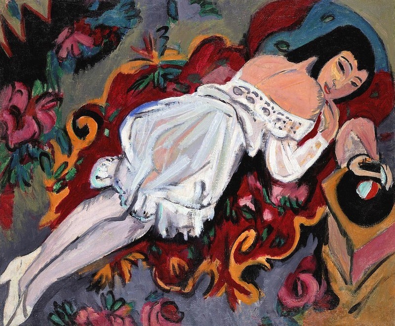 canvas art print giclée or poster – pillow – girl in white chemise