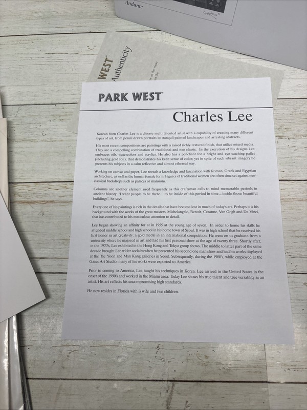 Charles Lee Seriolithograph Park West Gallery "Andante" Signed COA 7" X 9 3/8" gallery