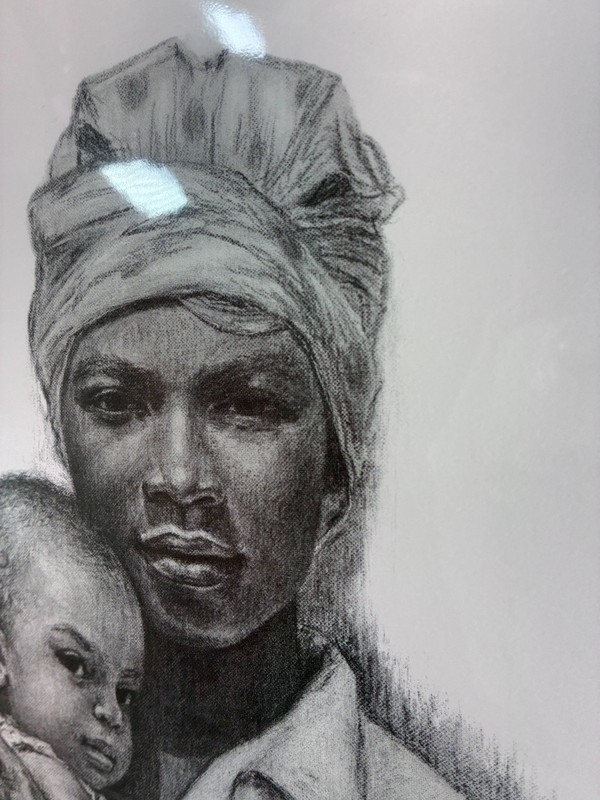 J Macdonald Henry Art Lithograph Madonna and Baby Child Jamaican Vintage 11x17 gallery