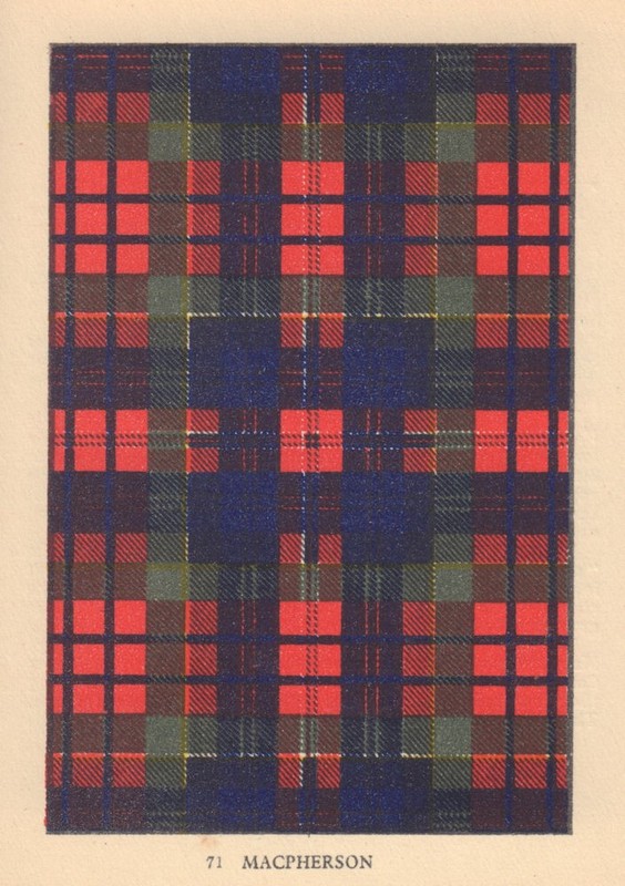 Macpherson. Scottish Clan Tartan. SMALL 8×11.5cm 1937 old vintage print