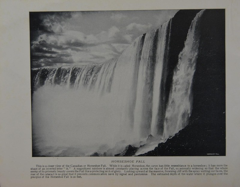 Antique Niagara Falls New York Art Print Horseshoe Fall Original B&W 1910