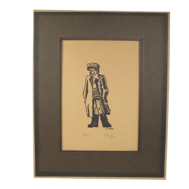 E Singer Print Mat Man Standing Limited Edition 3 out 100 Vintage