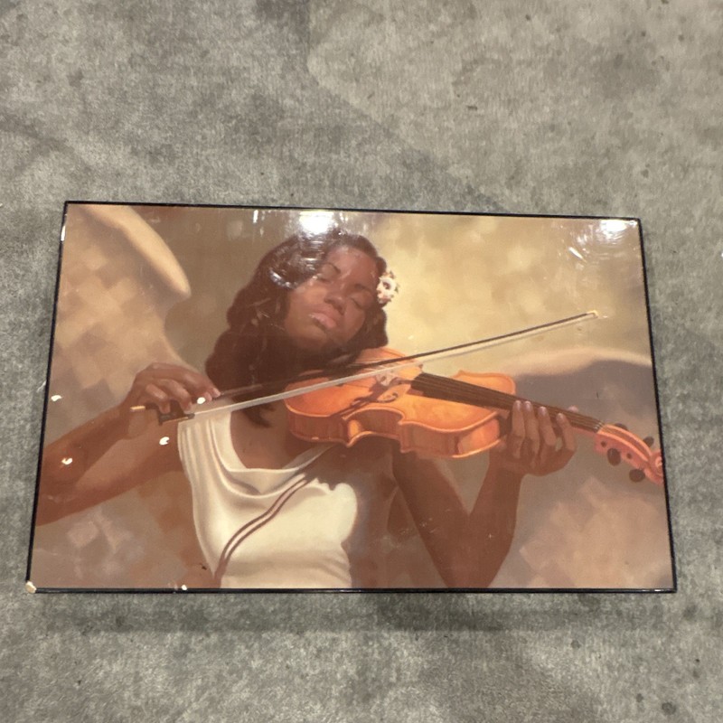 Framed Landscape Music Print Wall Art – Woman Playing Violin, Single Piece