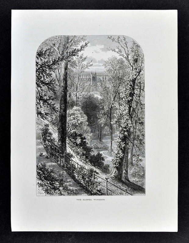 1874 Print – The Slopes, Windsor – Castle England Great Britain Landscape UK