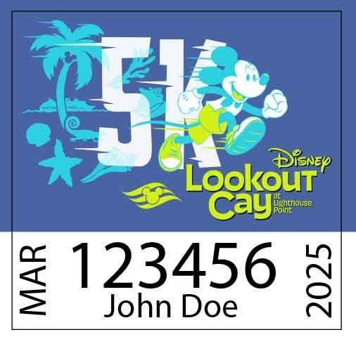 Run Disney Lookout Cay 5k Bib - Print on Demand - on Waterproof Vinyl Paper gallery