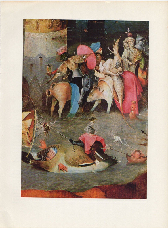 1971 Vintage HIERONYMUS BOSCH "TEMPTATIONS OF SAINT ANTHONY" #5 COLOR Lithograph