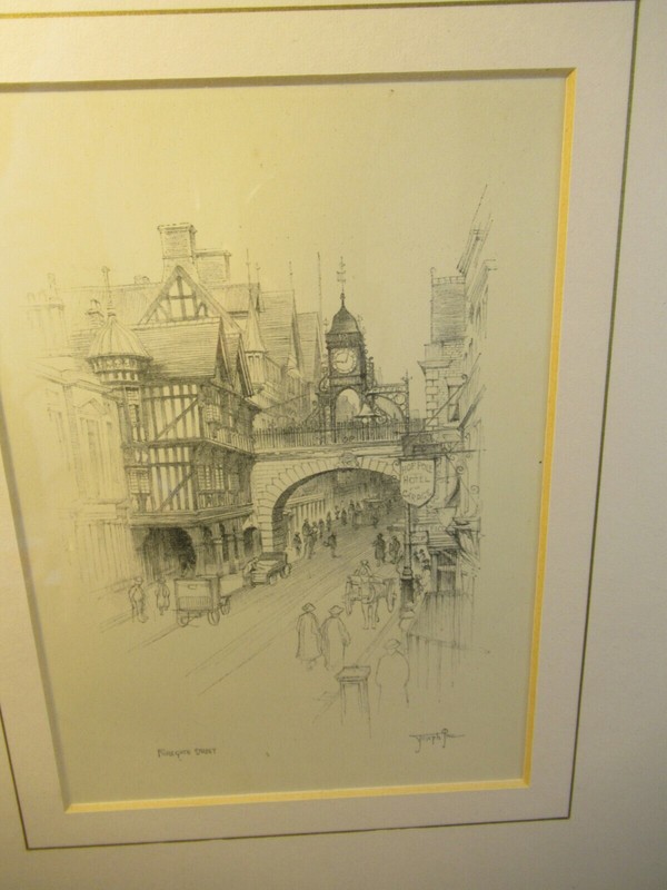 2x Framed & Mounted Genuine Old Prints Of Chester By Joseph Pike 10.5 x 13in gallery