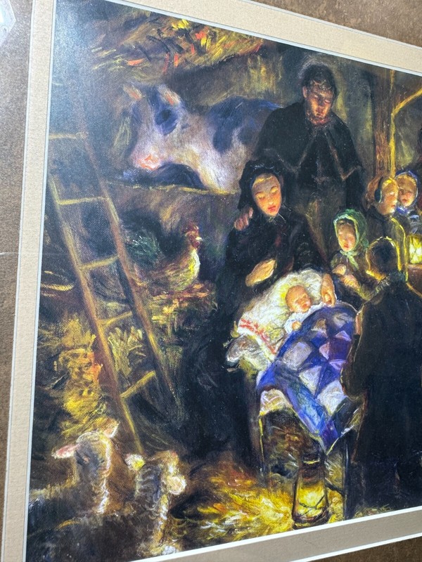 "An Amish Nativity Scene - Miracle In The Barn" Color Print - Matted And Framed gallery