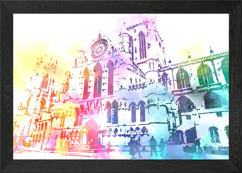 York Minster Watercolor Framed Wall Art Poster Canvas Print Picture