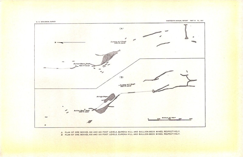 Antique 1899 Eureka Hill & Bullion-Beck Mine Print – Utah Mining Plans