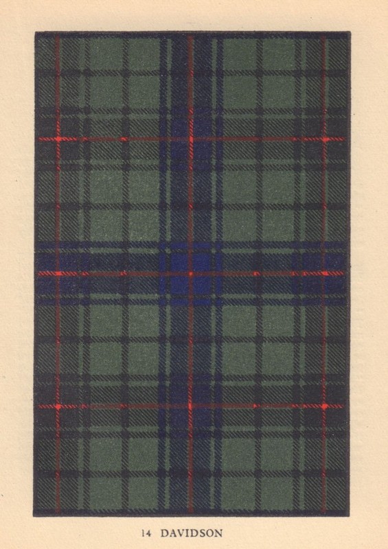 Davidson. Scottish Clan Tartan. SMALL 8×11.5cm 1937 old vintage print picture
