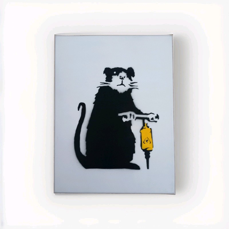 Banksy Original dismaland canvas art 30x40cm signed reverse Glastonbury 2015