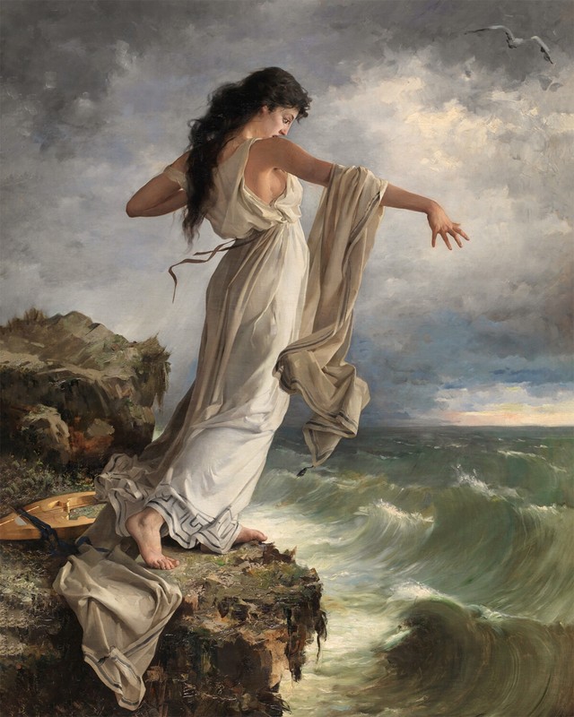 1800s Death of Sappho Classical Painting Giclee Print on Fine Art Paper