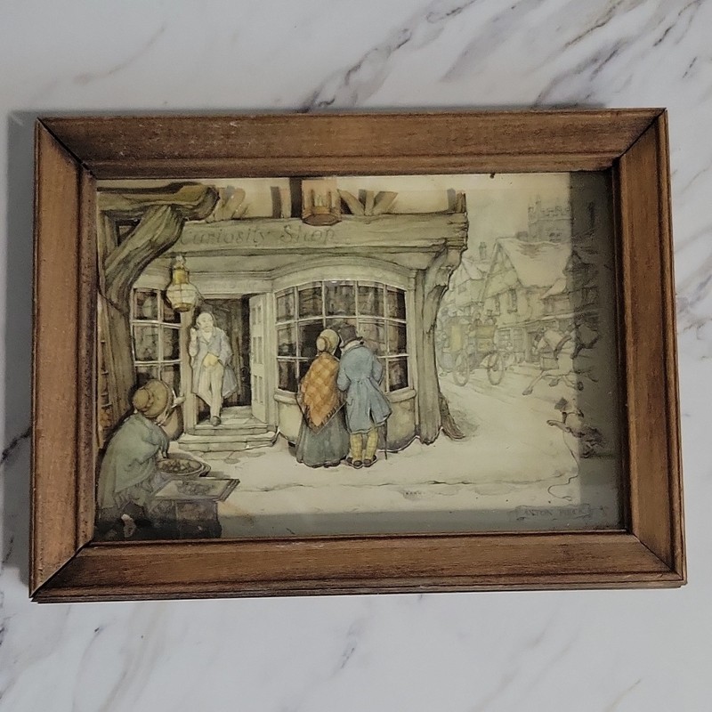 Anton Pieck Curiosity Shop Framed Print 1970 Art Illustration 8×6″ Landscape