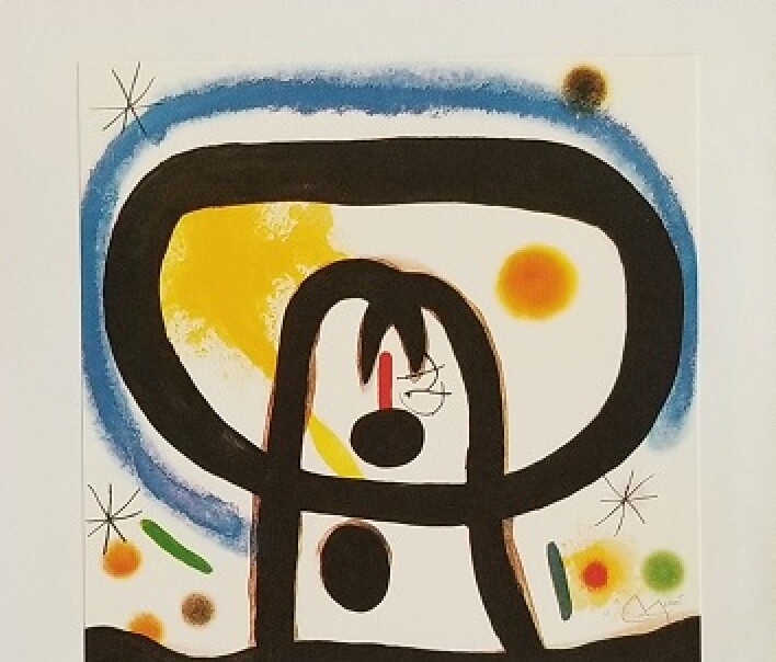 Joan Miro "Equinox " Mounted offset Lithograph 6 3/4"x 9.5" 1973 Platesigned gallery