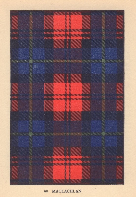 MacLachlan. Scottish Clan Tartan. SMALL 8×11.5cm 1937 old vintage print
