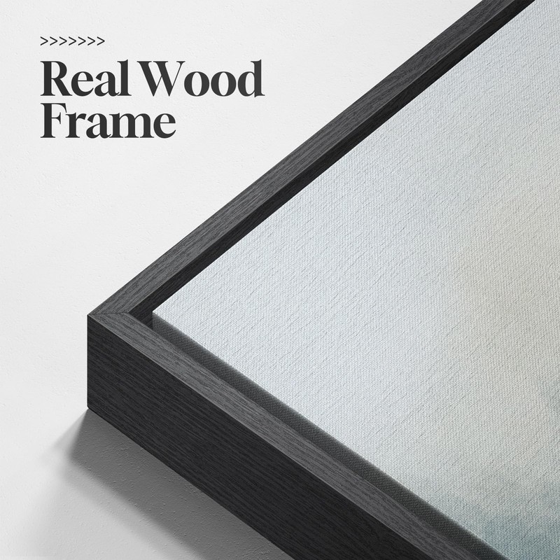 Framed Abstract Landscape Wall Art, 3 Piece Blue Watercolor Canvas Prints Pai... gallery